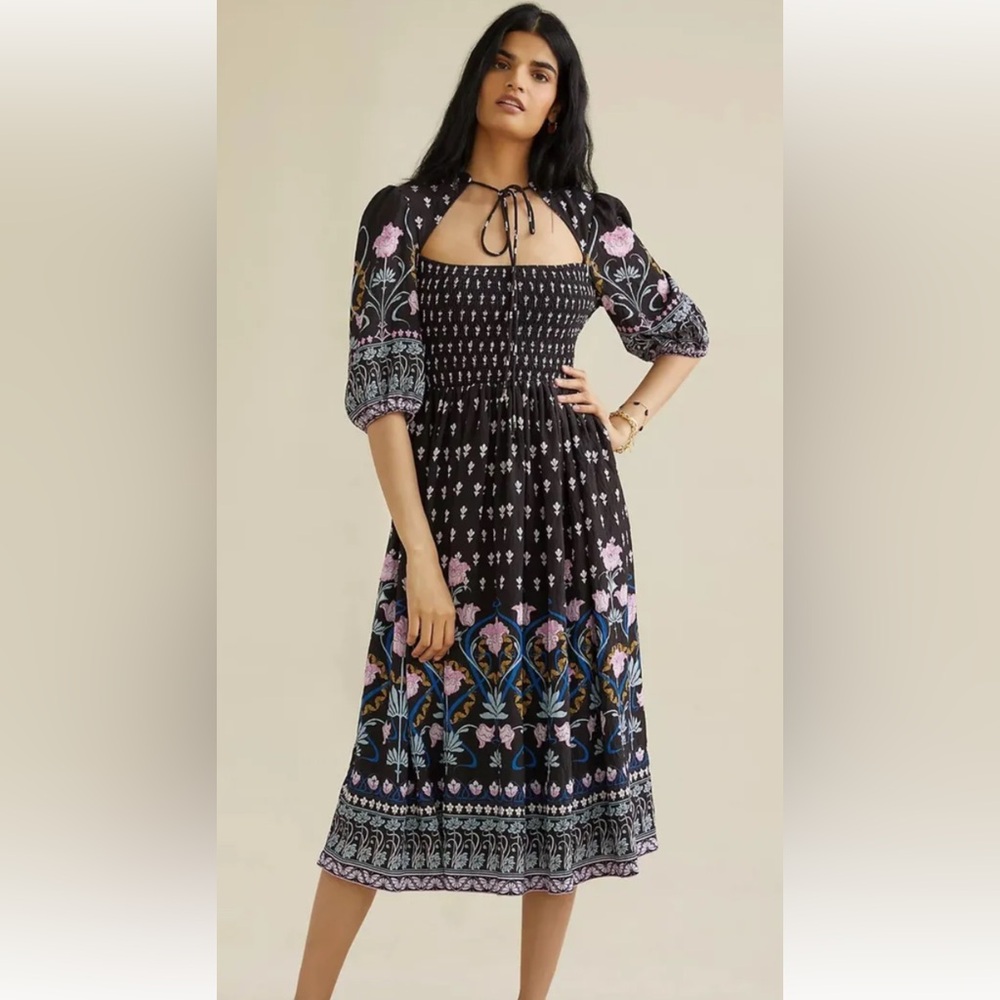 NWT Anthropologie Dasha Smocked Midi Dress